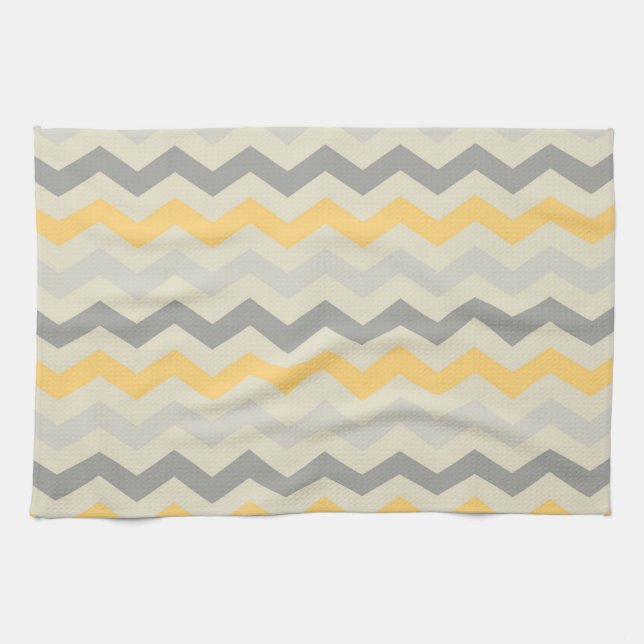 Linge De Cuisine Jeu de cuisine Zig Zag Gris et Jaune Chevron Strip (Horizontal)
