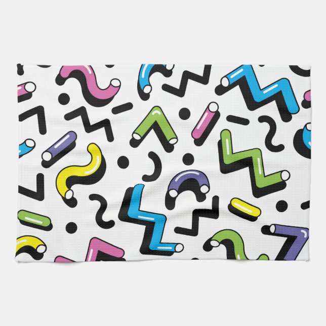 Linge De Cuisine Jeu géométrique : Motif de formes de Doodles (Horizontal)