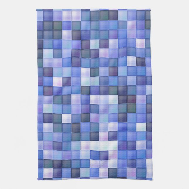 Linge De Cuisine Jeu vidéo Pixels Carré bleu Motif (Vertical)