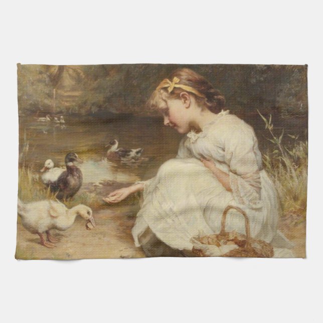Linge De Cuisine Jeune Fille Nourrissant des Canards (de Frederick  (Horizontal)