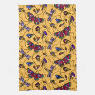 Linge De Cuisine Jewellery butterflies et dragonflies on yellow