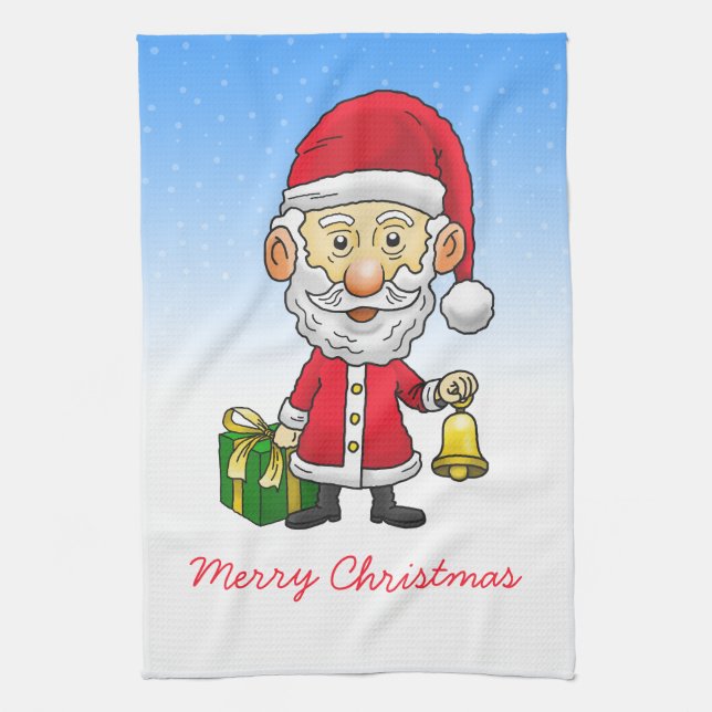 Linge De Cuisine Jingle Bells avec Père Noël (Vertical)