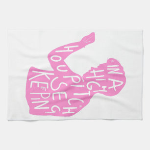 Linge De Cuisine JJ's silhouette ménagère citation en rose pastel