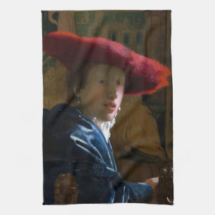 Linge De Cuisine Johannes Vermeer - Fille avec un Casquette rouge