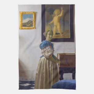 Linge De Cuisine Johannes Vermeer - Lady debout dans une virginale