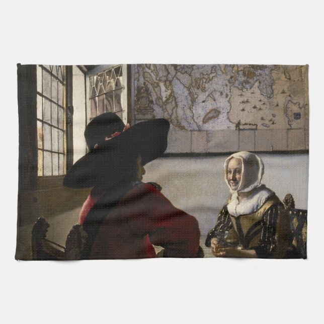 Linge De Cuisine Johannes Vermeer - Officier avec une fille qui rit (Horizontal)