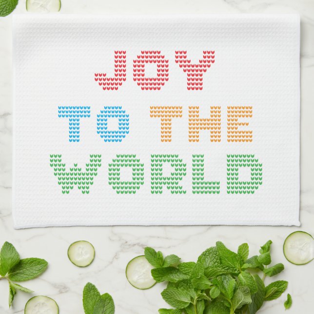 Linge De Cuisine Joie Au Monde Typographie Noël (Plié)