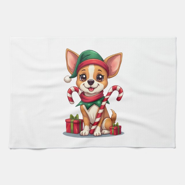 Linge De Cuisine Joie de Noël de Chihuahua (Horizontal)