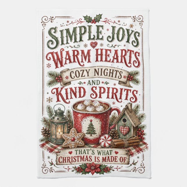 Linge De Cuisine Joies Simples Réchauffent les Cœurs (Vertical)