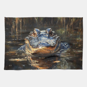 Linge De Cuisine Joli Alligator en Floride Everglades Peinture