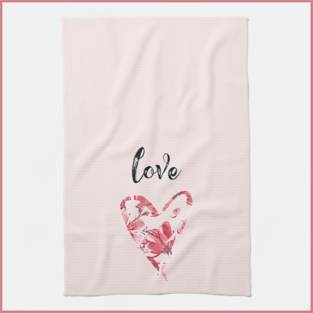 Linge De Cuisine Joli amour rose coeur floral (Créateur téléchargé)