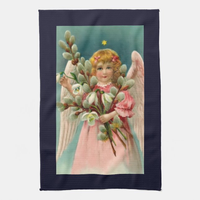 Linge De Cuisine Joli Ange En Robe Rose (Vertical)