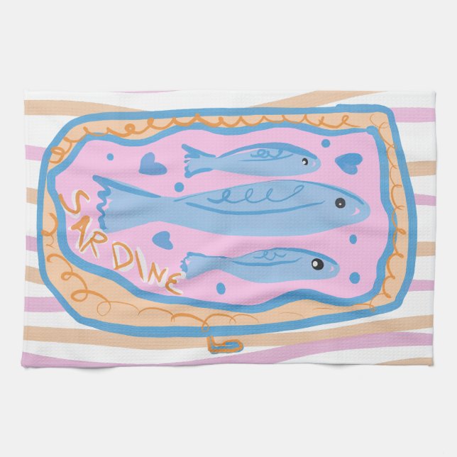 Linge De Cuisine Joli Art de Sardine (Horizontal)