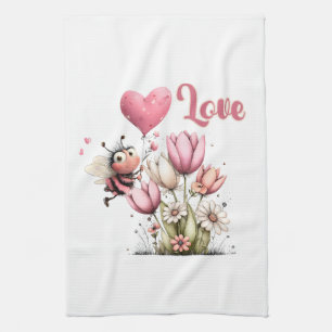 Linge De Cuisine Joli ballon en forme de cœur d'amour d'abeille Fle