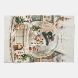 Linge De Cuisine Joli Bonhomme de Neige dans un Globe de Neige