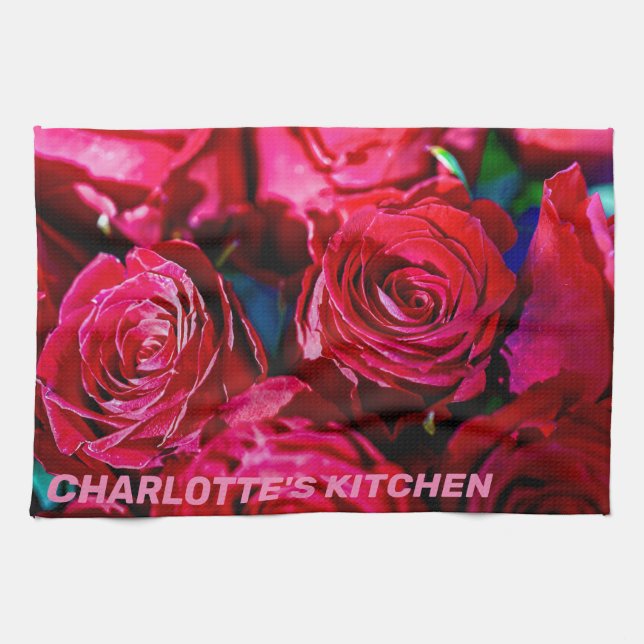Linge De Cuisine Joli Bouquet De Roses Rouges (Horizontal)