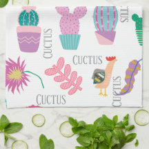 Joli cactus aquarelle et cartoon texte Rose blanc
