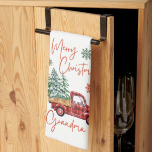 Linge De Cuisine Joli camion vintage Joyeux Noël