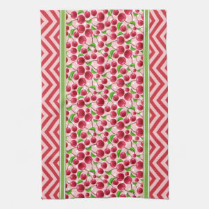 Linge De Cuisine Joli Cerise Points et Chevron Rouge