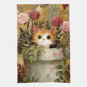 Linge De Cuisine Joli Chatons Regardant Depuis un Pot