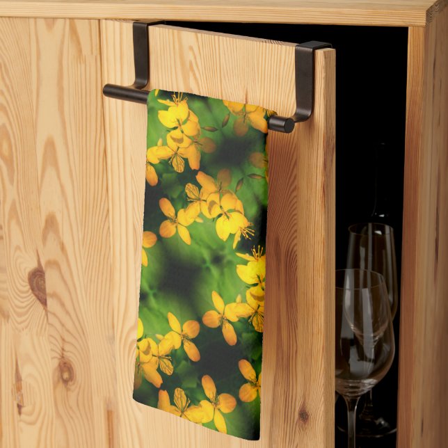 Linge De Cuisine Joli Fleur sauvage Jaune Motif Abstrait (Pliage en tiers)