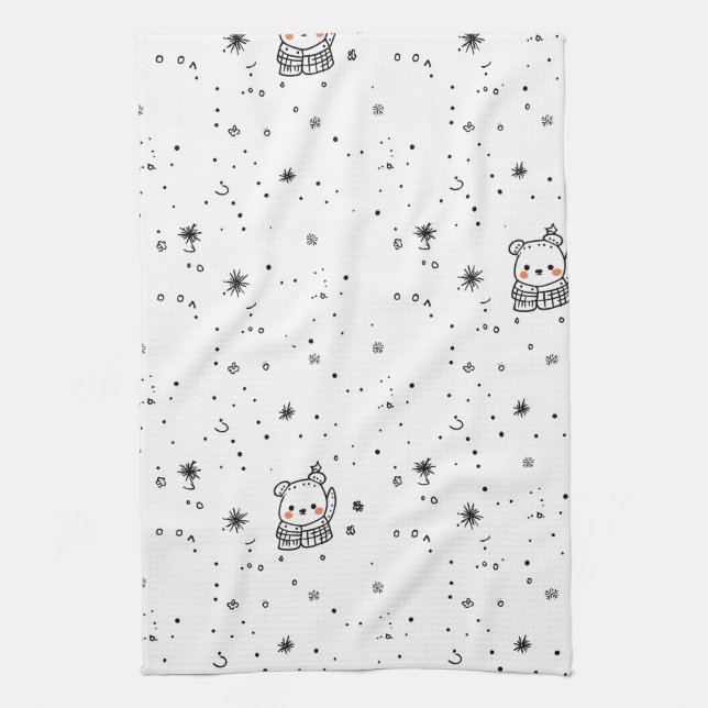Linge De Cuisine Joli flocon de neige d'ours polaire d'hiver (Vertical)
