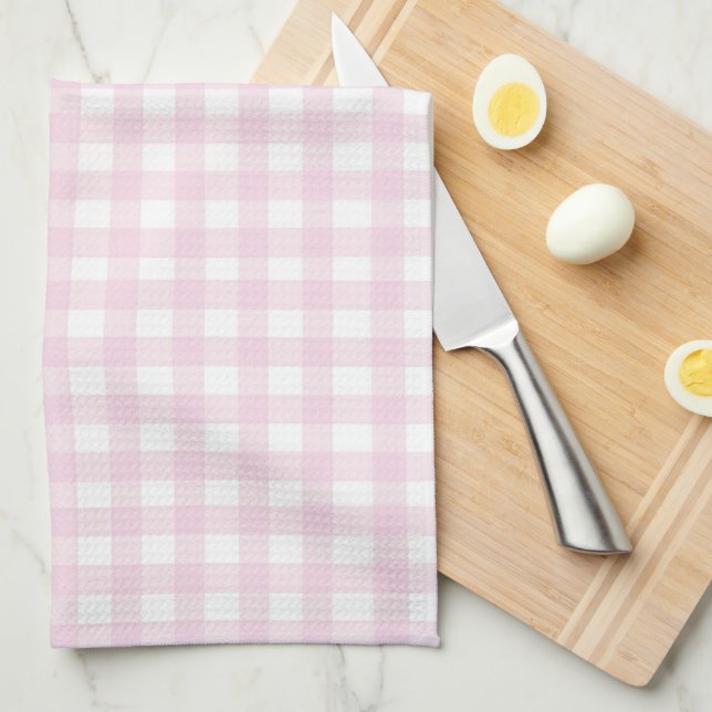 Linge De Cuisine Joli Gingham Rose Pastel (Quart Plié)