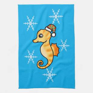 Linge De Cuisine Joli hippocampe flocon de neige d'hiver de vacance