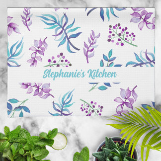 Linge De Cuisine Joli jardin floral aquarelle personnalisé