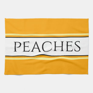 Linge De Cuisine Joli Jaune Jaune Bleu Blancs PEACHES Texte