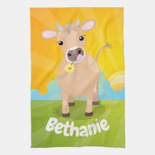 Linge De Cuisine Joli joli maillot de vache et de fleur lever de so