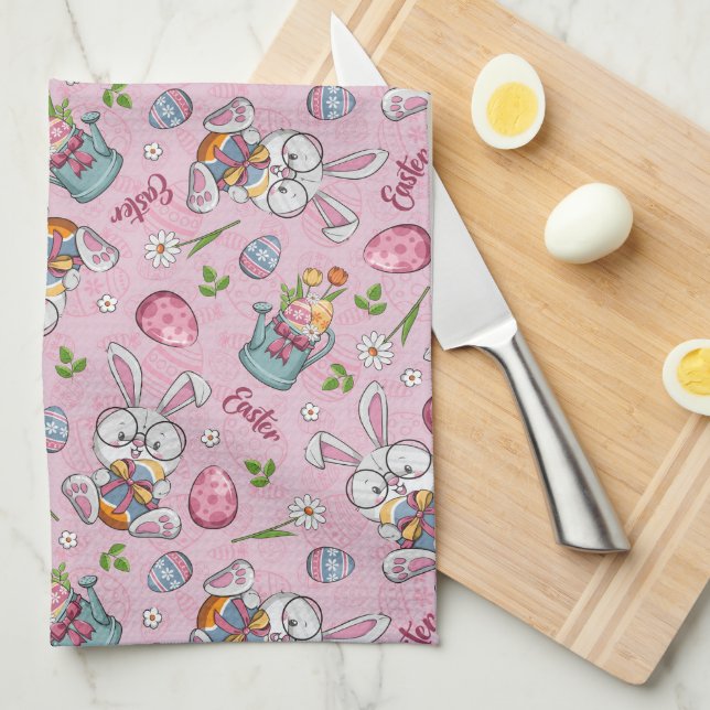 Linge De Cuisine Joli lapin de Pâques (Quart Plié)