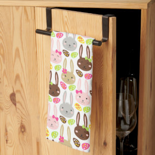 Linge De Cuisine Joli lapin et oeufs colorés Brunch de Pâques