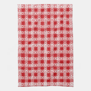 Linge De Cuisine Joli motif à carreaux vintage en dentelle rouge et