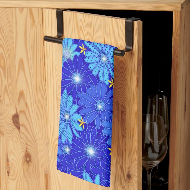 Linge De Cuisine Joli Motif Blue Daisy (Pliage en tiers)