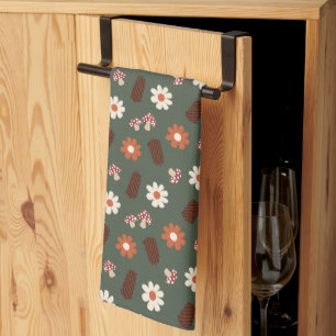 Linge De Cuisine Joli motif cosy avec fleurs champignon et pomme de