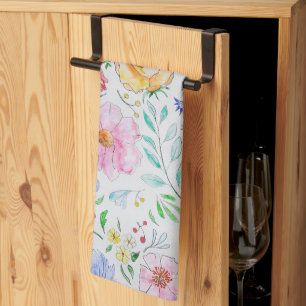 Linge De Cuisine Joli motif de fleurs et de bourgeons à l'aquarelle