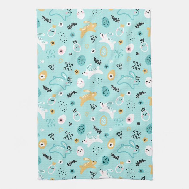 Linge De Cuisine Joli motif de lapin de Pâques Lapins kawaii Œufs (Vertical)