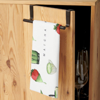 Linge De Cuisine Joli motif de matcha et de fruits dans un style es