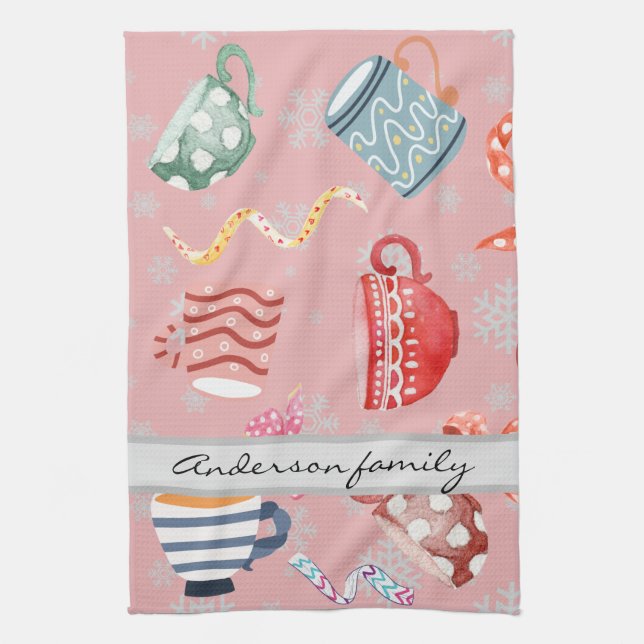 Linge De Cuisine Joli motif monogrammed gardien rouge Noël (Vertical)