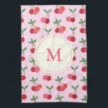 Linge De Cuisine Joli Motif rose et rouge cerises Monogramme person<br><div class="desc">Cette élégante serviette de cuisine personnalisée dispose d'un mignon motif de cerises en rose et rouge. Personnalisez-le avec votre monogramme. Super idée cadeau !</div>
