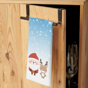 Linge De Cuisine Joli Noël Père Noël & Reindeer