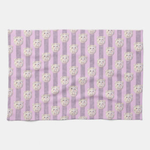 Linge De Cuisine Joli ours en peluche lavande violet et rayure