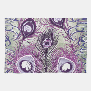 Linge De Cuisine Joli Peacock Violet Plumes Design élégant