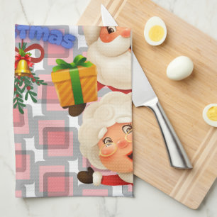 Linge De Cuisine Joli Père Noël & Mme Claus Joyeux Noël