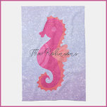 Linge De Cuisine Joli Petit Hippocampe Rose<br><div class="desc">Joli petit cheval de mer rose sur un arrière - plan abstrait violet.</div>