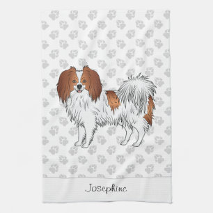 Linge De Cuisine Joli Phalène Rouge Et Blanc Avec Nom Personnalisé