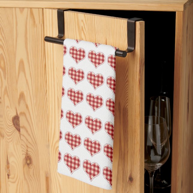 Linge De Cuisine Joli Plaid Red Hearts Dotty Motif (Pliage en tiers)