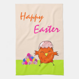 Linge De Cuisine Joli poulet coloré oeufs de Pâques Joyeux Pâques