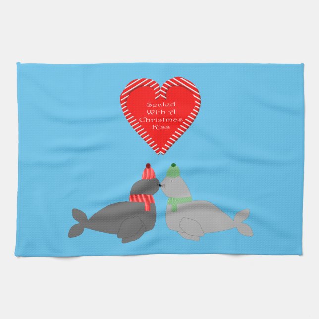 Linge De Cuisine Joli Seals de baiser de Noël (Horizontal)